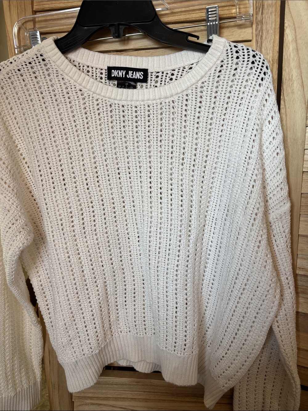 DKNY Open-Knit Crewneck Sweater Large